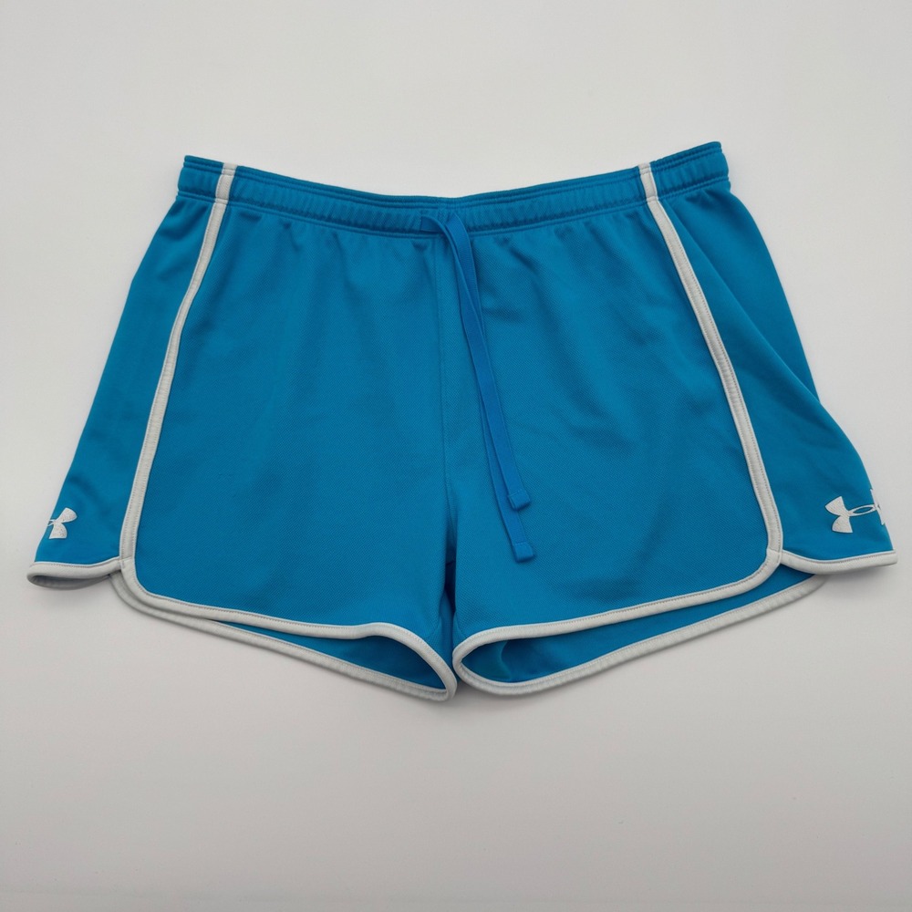 Under‎ Armour HeatGear Womens Blue Mesh Running Shorts Medium
